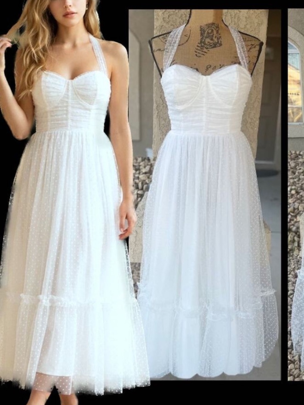 Petal & Pup Pastel White Maxi Dress with Tie Straps - Picture 4 of 12